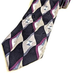 Men's Vintage 100% Silk Tie Abstract Diamond Pattern Motif